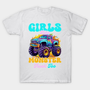 Cute Monster Truck Birthday Party Monster Truck gift for boys girls kids T-Shirt